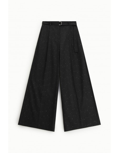 Imperial Femme Pantalon Palazzo noir a rayures dorées