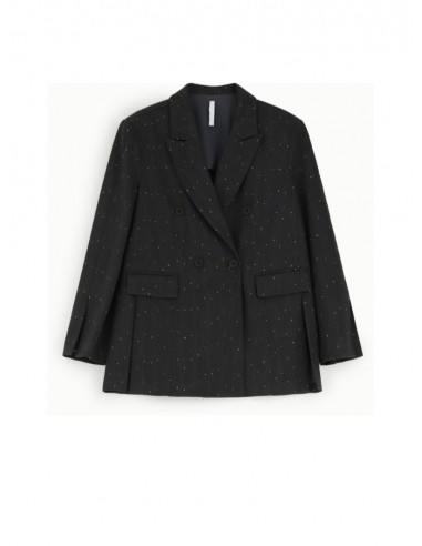 Imperial Femme blazer noir croisé a rayures dorées