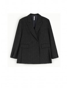 Imperial Femme blazer noir croisé a rayures dorées Imperial Femme blazer noir croisé a rayures dorées
