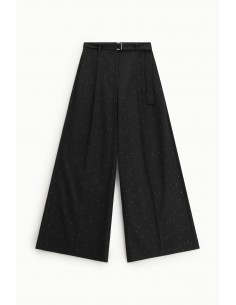 Imperial Femme blazer noir croisé a rayures dorées Imperial Femme Pantalon Palazzo noir a rayures dorées