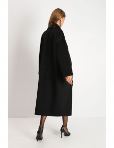 Imperial Femme, maxi manteau, Noir, forme oversize a revers larges Imperial Femme, maxi manteau, Noir, forme oversize a revers larges