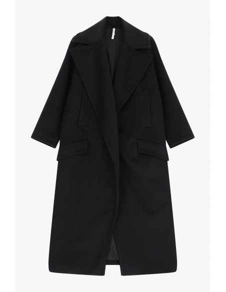 Imperial Femme, maxi manteau, Noir, forme oversize a revers larges