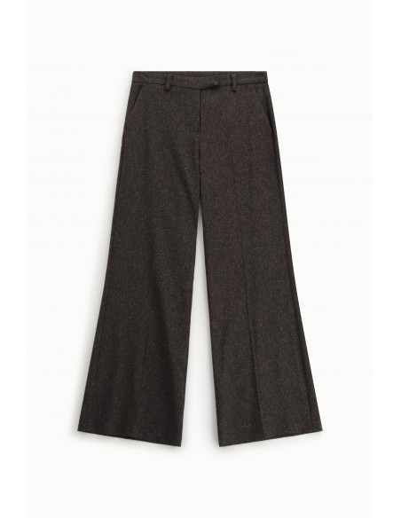 Imperial Femme Pantalon de tailleur taille basse en tweed marron chiné