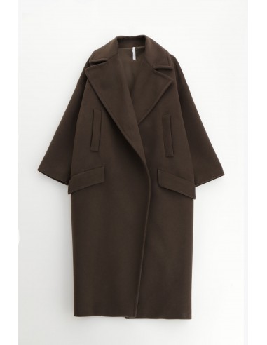 Imperial Femme, maxi manteau, Chocolat, forme oversize a revers larges
