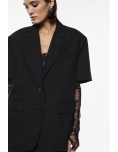 Imperial Femme Blazer Noir à manches Courtes et manchettes amovibles Imperial Femme Blazer Noir à manches Courtes et manchettes amovibles