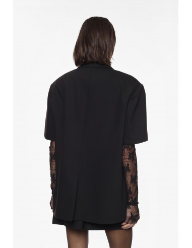 Imperial Femme Blazer Noir à manches Courtes et manchettes amovibles