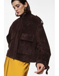 Imperial Femme blouson chocolat en Cuir Velours Imperial Femme blouson chocolat en Cuir Velours