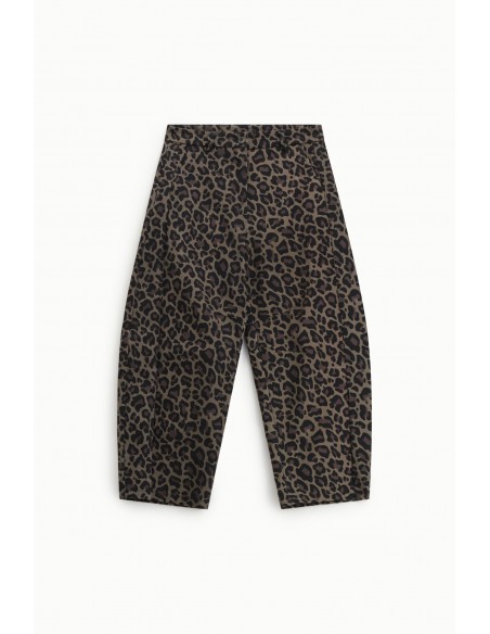 Imperial Femme Pantalon Balloon motif leopard Taupe et noir