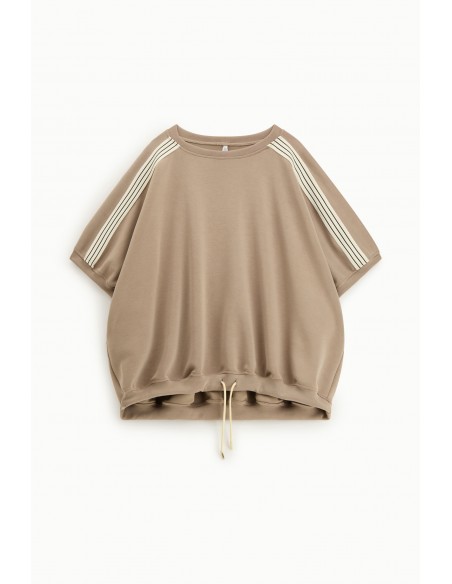 Sweta shirt imperial Beige a galon rayé