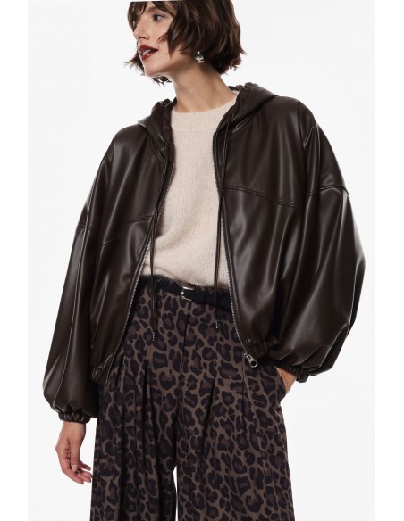 Imperial Femme Blouson oversize Chocolat a capuche