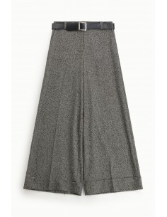 Imperial Femme Pantalon Palazzo en tweed noir chiné