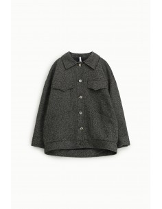 Imperial Femme manteau court en tweed noir chiné