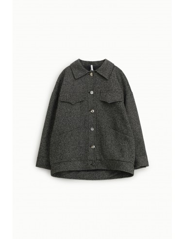 Imperial Femme manteau court en tweed noir chiné