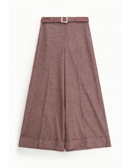 Imperial Femme Pantalon Palazzo en tweed bordeaux chiné