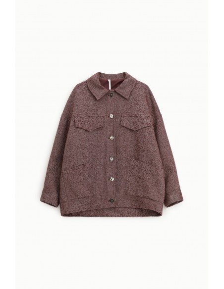 Imperial Femme manteau court en tweed bordeaux chiné