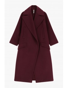 Imperial Femme, maxi manteau, Bordeaux, forme oversize a revers larges Imperial Femme, maxi manteau, Bordeaux, forme oversize a revers larges