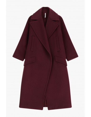 Imperial Femme, maxi manteau, Bordeaux, forme oversize a revers larges
