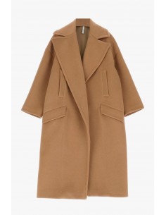 Imperial Femme, maxi manteau, Camel, forme oversize a revers larges Imperial Femme, maxi manteau, Camel, forme oversize a revers larges