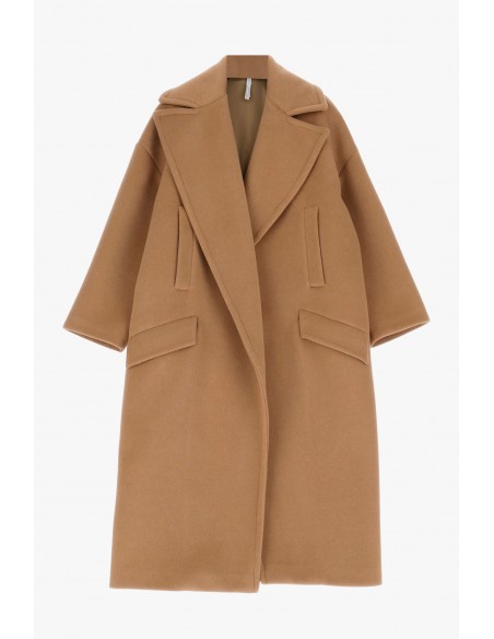 Imperial Femme, maxi manteau, Camel, forme oversize a revers larges