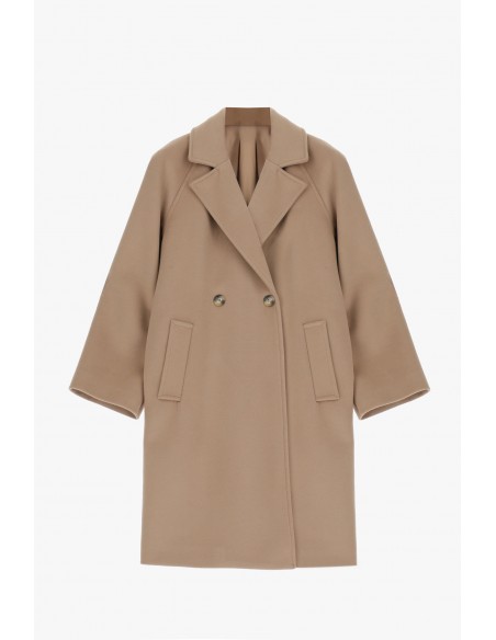 Imperial Femme manteau court  Camel à boutonnage croisé
