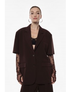 Imperial Femme Blazer Chocolat à manches Courtes et manchettes amovibles