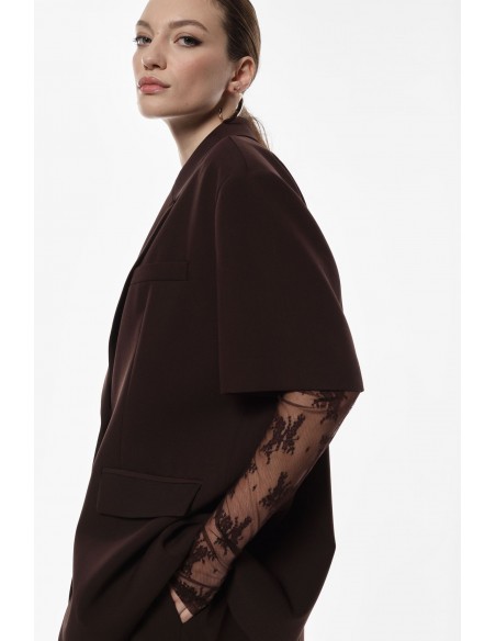 Imperial Femme Blazer Chocolat à manches Courtes et manchettes amovibles Imperial Femme Blazer Chocolat à manches Courtes et manchettes amovibles