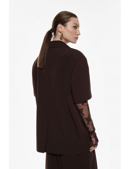 Imperial Femme Blazer Chocolat à manches Courtes et manchettes amovibles Imperial Femme Blazer Chocolat à manches Courtes et manchettes amovibles