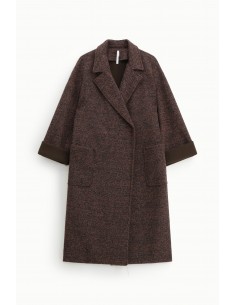 Imperial Femme manteau oversize en jersey chiné prune et noir Imperial Femme manteau oversize en jersey chiné prune et noir
