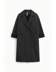 Imperial Femme manteau oversize en jersey chiné noir et argent Imperial Femme manteau oversize en jersey chiné noir et argent