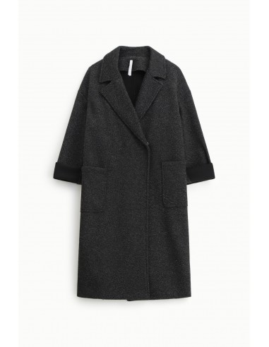 Imperial Femme manteau oversize en jersey chiné noir et argent