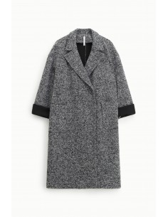 Imperial Femme manteau oversize en jersey chiné noir et blanc Imperial Femme manteau oversize en jersey chiné noir et blanc