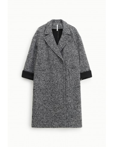 Imperial Femme manteau oversize en jersey chiné noir et blanc