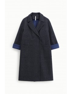 Imperial Femme manteau oversize en jersey chiné bleu et noir Imperial Femme manteau oversize en jersey chiné bleu et noir