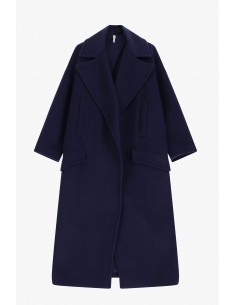 Imperial Femme, maxi manteau, bleu marine, forme oversize a revers larges