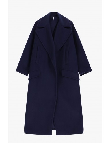 Imperial Femme, maxi manteau, bleu marine, forme oversize a revers larges