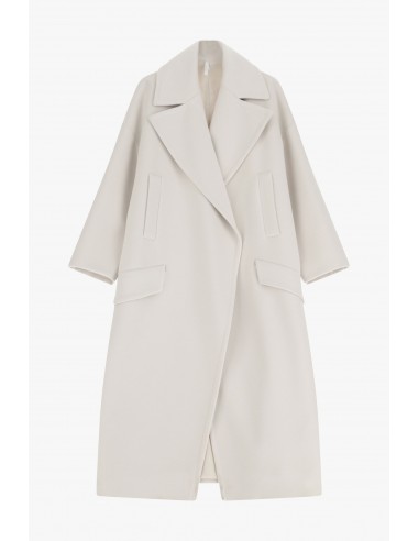Imperial Femme, maxi manteau, ecru, forme oversize a revers larges