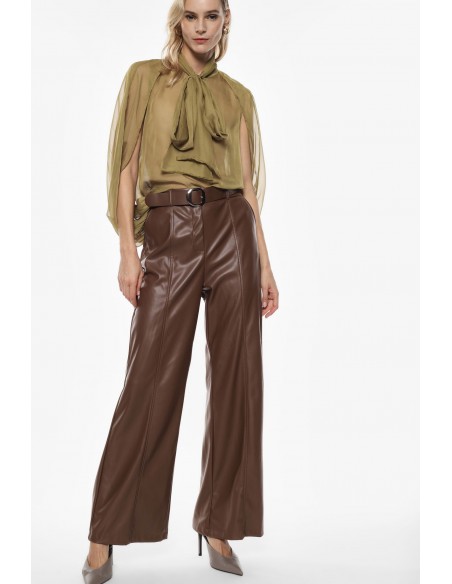 Imperial Femme Pantalon en cuir vegan coloris Tabac Imperial Femme Pantalon en cuir vegan coloris Tabac