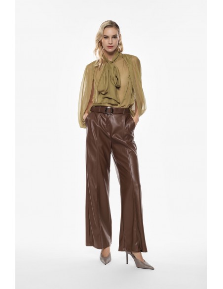 Imperial Femme Pantalon en cuir vegan coloris Tabac Imperial Femme Pantalon en cuir vegan coloris Tabac