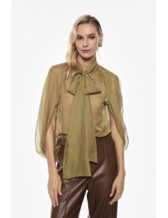 Imperial Femme Blouse sans manches en voile Coloris Olive Imperial Femme Blouse sans manches en voile Coloris Olive