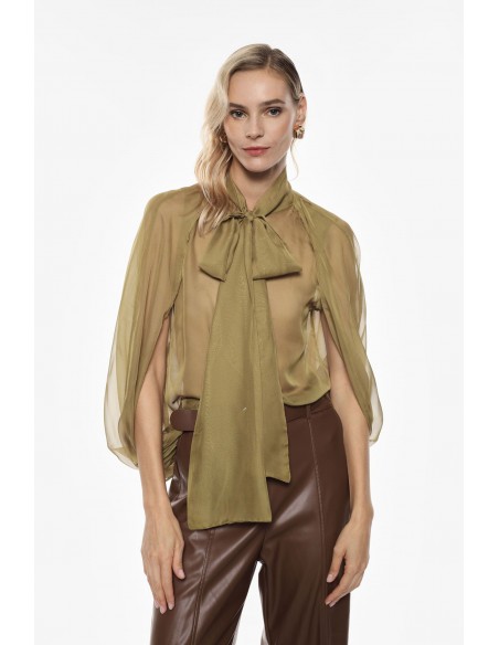 Imperial Femme Blouse sans manches en voile Coloris Olive