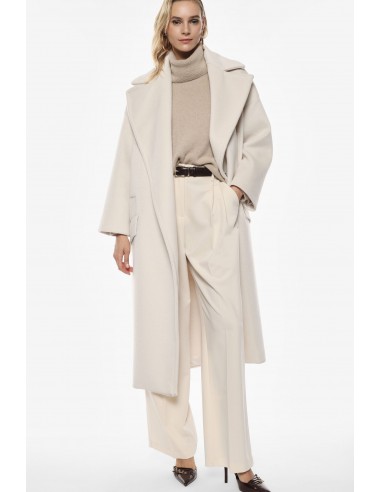 Imperial Femme, maxi manteau, ecru, forme oversize a revers larges