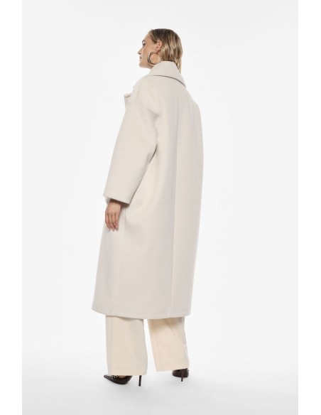 Imperial Femme, maxi manteau, ecru, forme oversize a revers larges