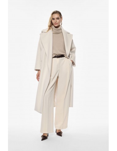 Imperial Femme, maxi manteau, ecru, forme oversize a revers larges