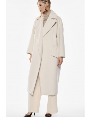 Imperial Femme, maxi manteau, ecru, forme oversize a revers larges
