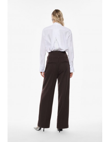 Imperial Femme pantalon à double taille Chocolat Rayé