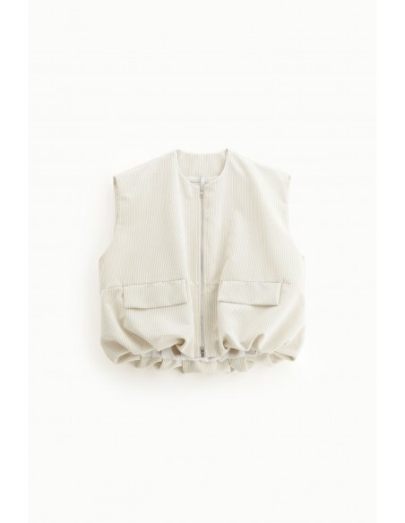Imperial Femme Gilet oversize ecru en velours cotelé
