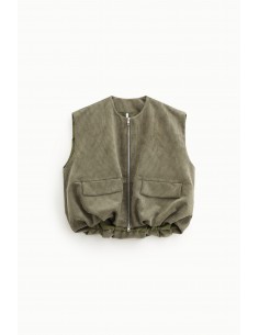 Imperial Femme Gilet oversize kaki en velours cotelé Imperial Femme Gilet oversize kaki en velours cotelé