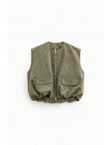 Imperial Femme Gilet oversize kaki en velours cotelé