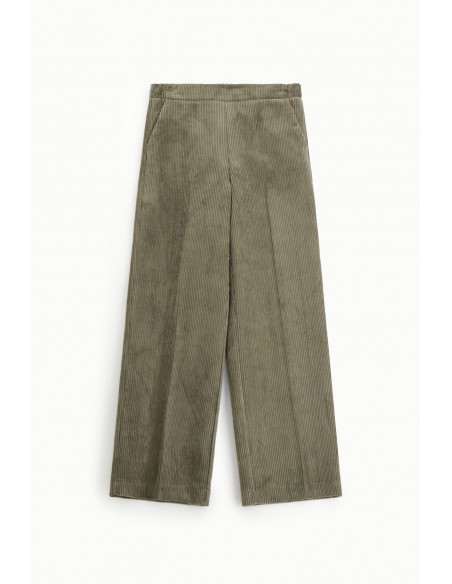 Imperial Femme pantalon Kaki forme Palazzo en velours cotelé