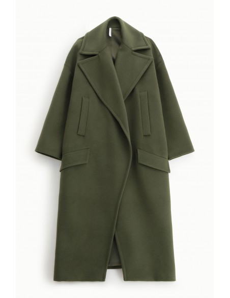 Imperial Femme, maxi manteau, kaki, forme oversize a revers larges